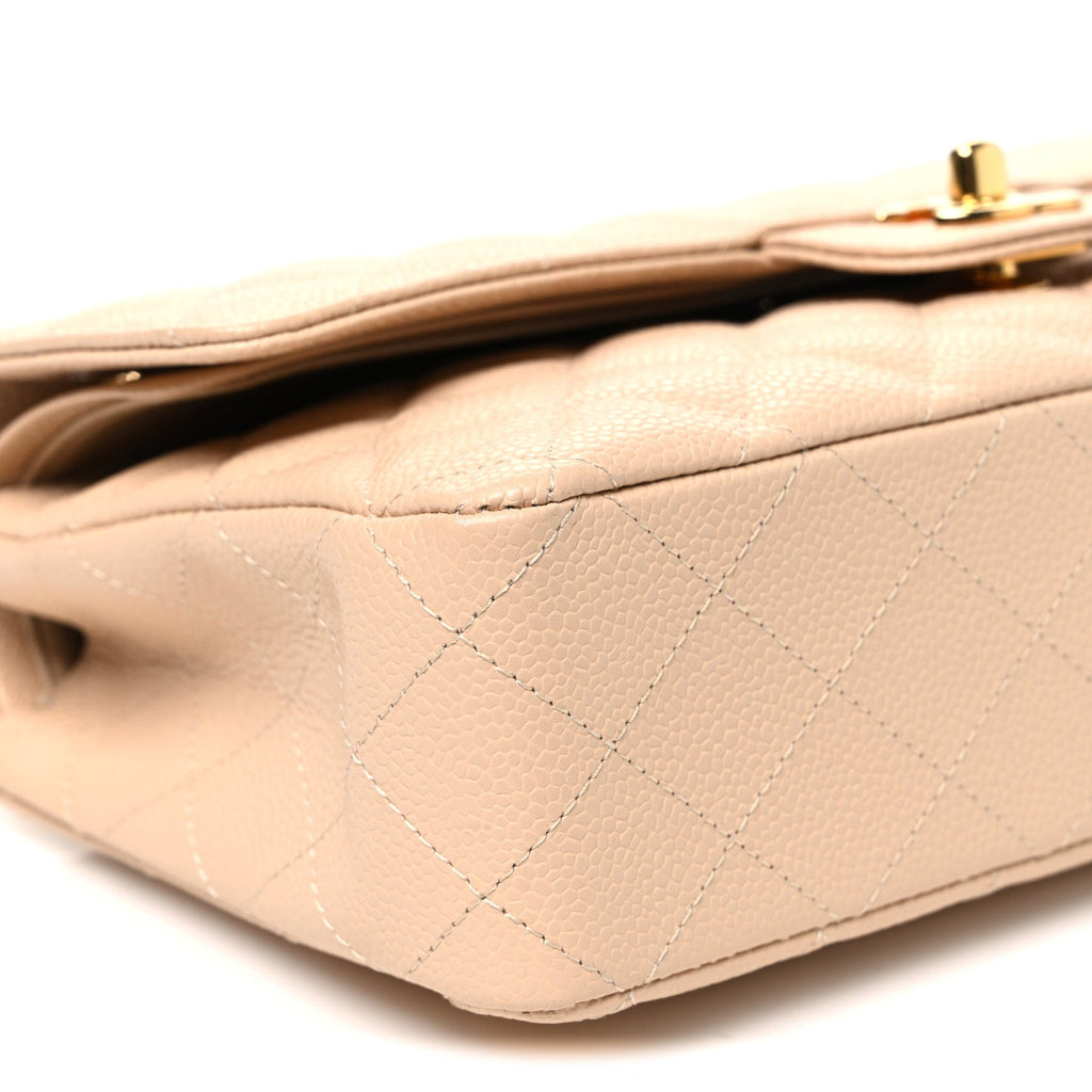 Caviar Quilted Medium Double Flap Beige Beige Clair At My store