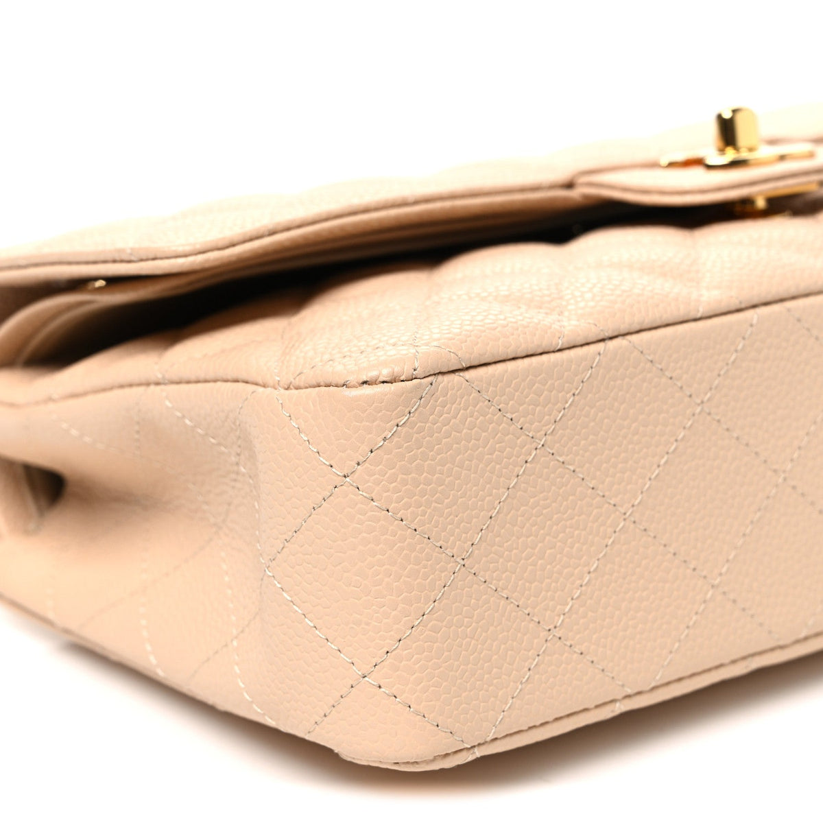 Caviar Quilted Medium Double Flap Beige Beige Clair At My store