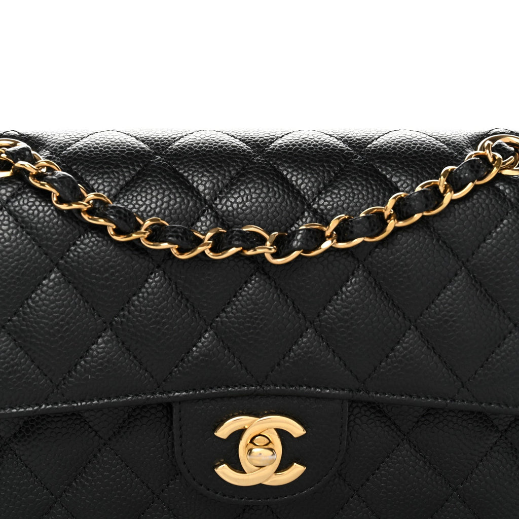 Caviar Quilted Small Double Flap Black At My store
