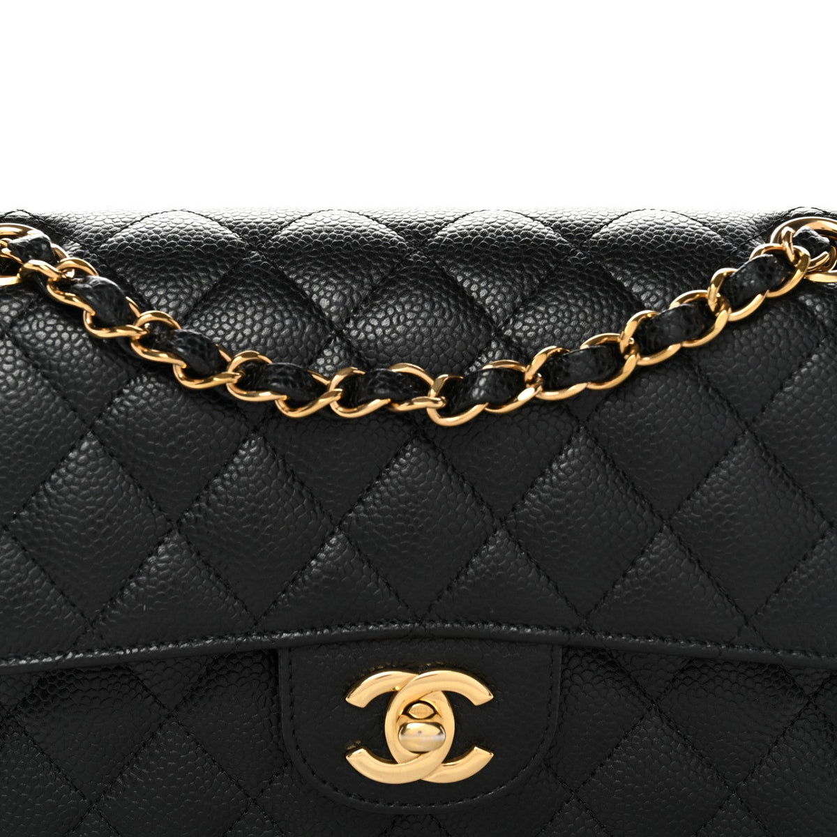 Caviar Quilted Small Double Flap Black At My store