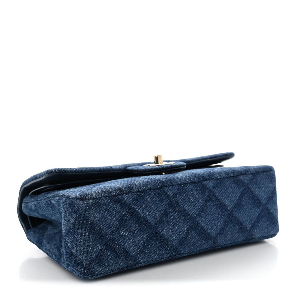 Printed Denim Quilted Small Double Flap Blue At My store