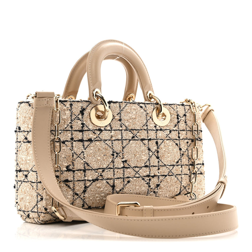 Tweed Cannage Medium Lady D-Joy Natural Black AT My store