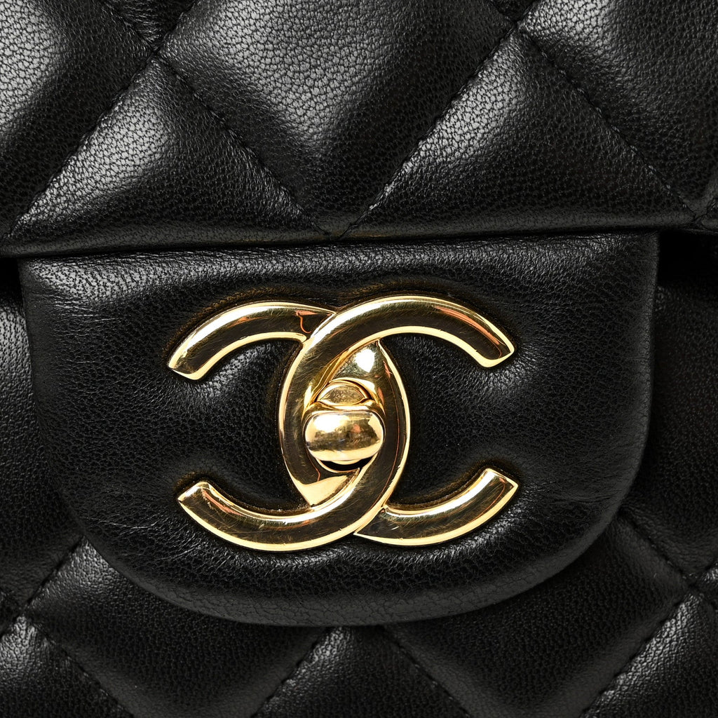 Lambskin Quilted Maxi Double Flap Black At My store