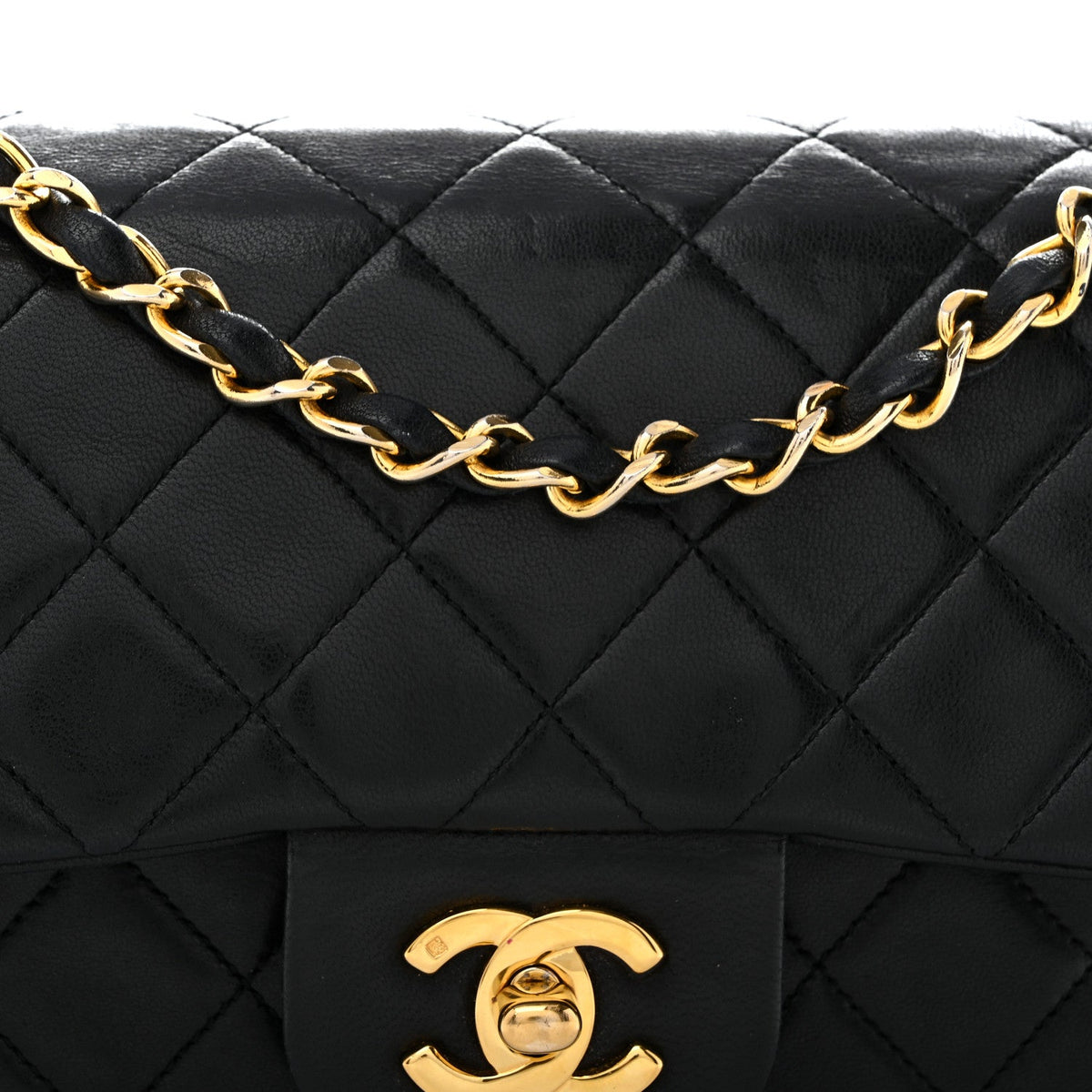 Lambskin Quilted Small Double Flap Black At My store