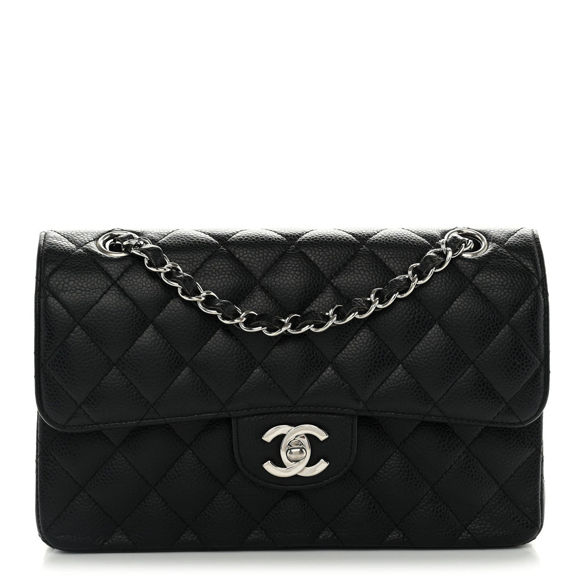 Caviar Quilted Small Double Flap Black At My store