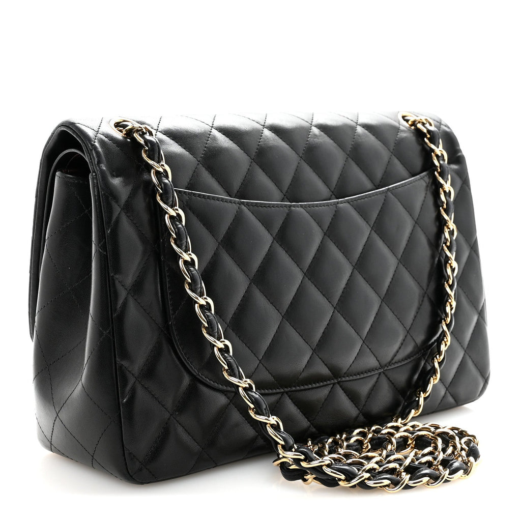 Lambskin Quilted Jumbo Double Flap Black At My store