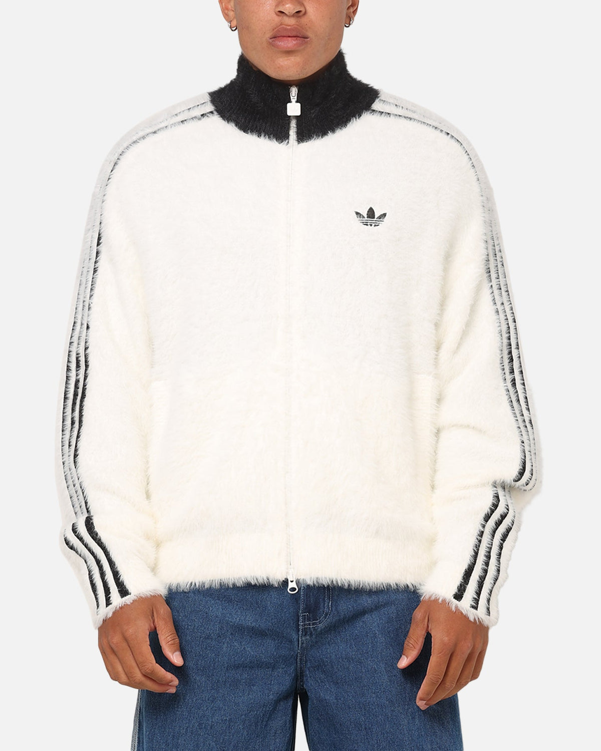 Best-Selling Adidas Faux Mohair Classic Track Top Off White/Black