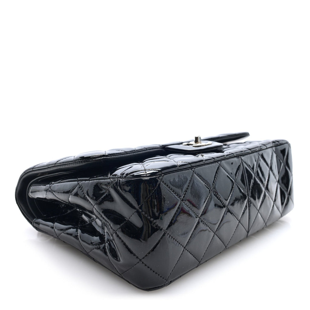 Patent Quilted Jumbo Double Flap Black At My store