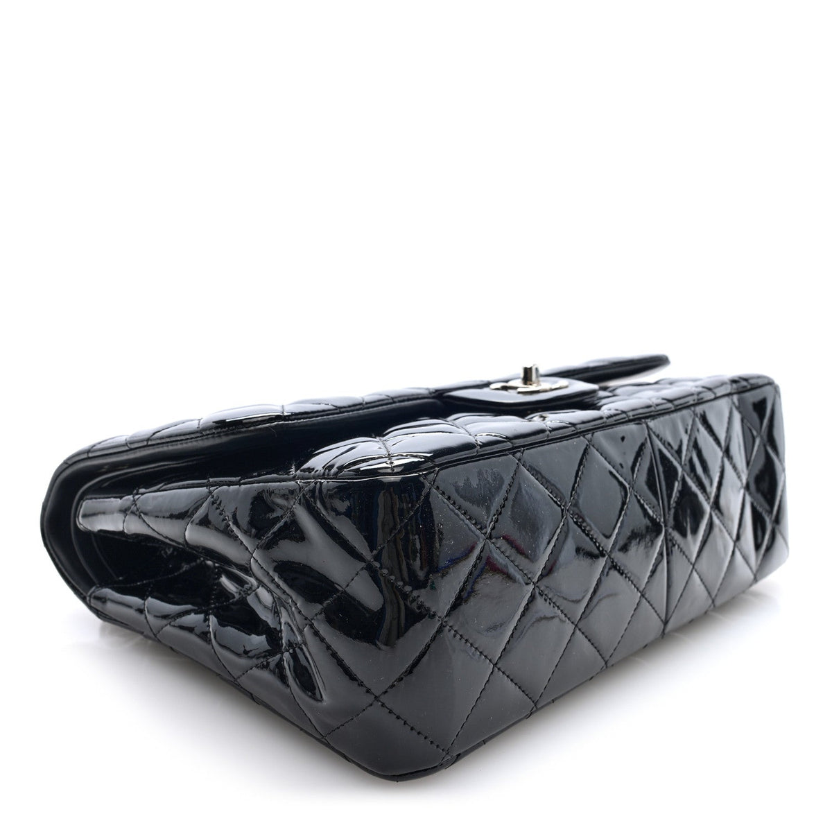 Patent Quilted Jumbo Double Flap Black At My store