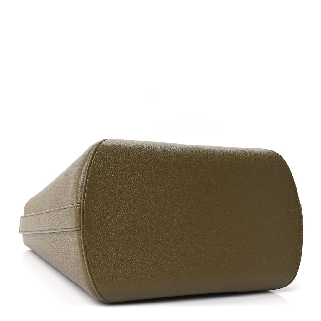 Grained Calfskin Medium Medaillon Bucket Bag Khaki AT My store