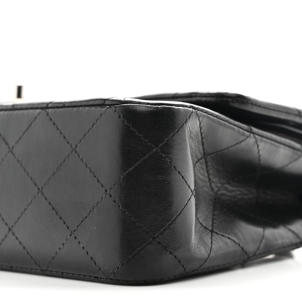 Lambskin Quilted Medium Double Flap Black At My store