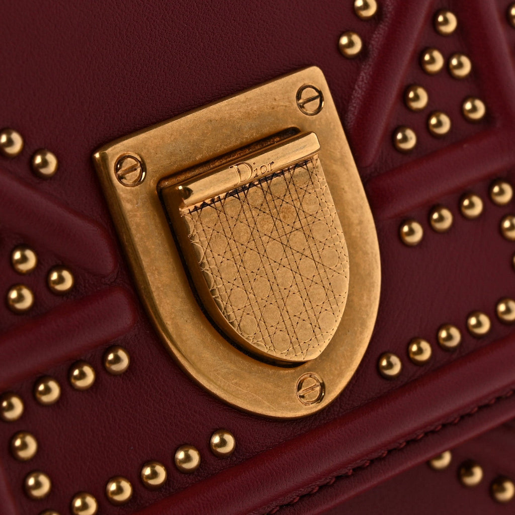Lambskin Studded Vertical Diorama Spicy Red AT My store
