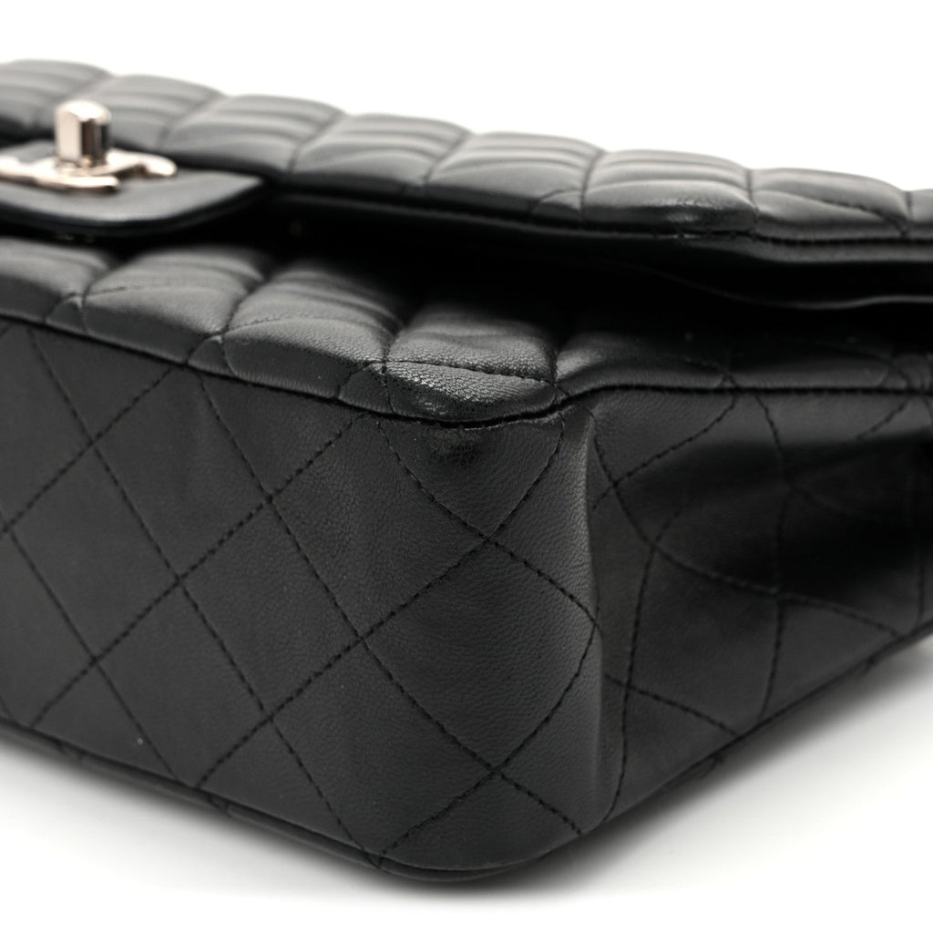 Lambskin Quilted Medium Double Flap  Black At My store