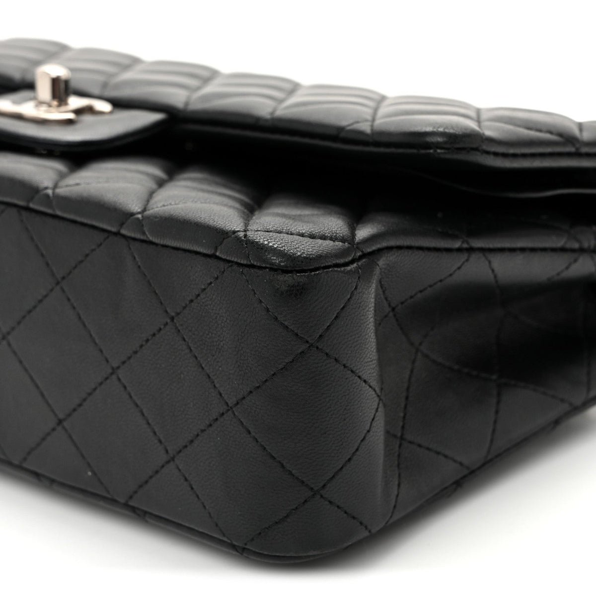Lambskin Quilted Medium Double Flap  Black At My store