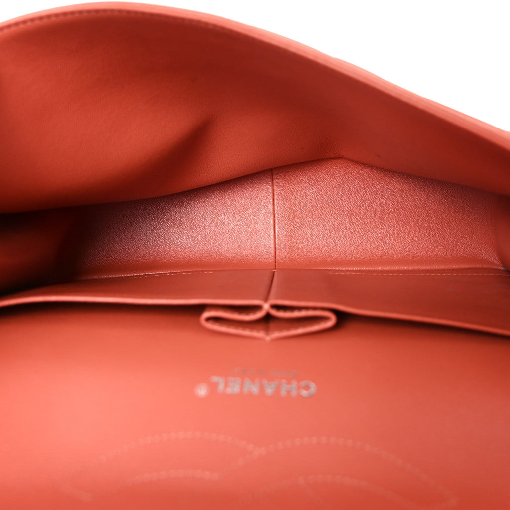 Lambskin Quilted Jumbo Double Flap Orange At My store