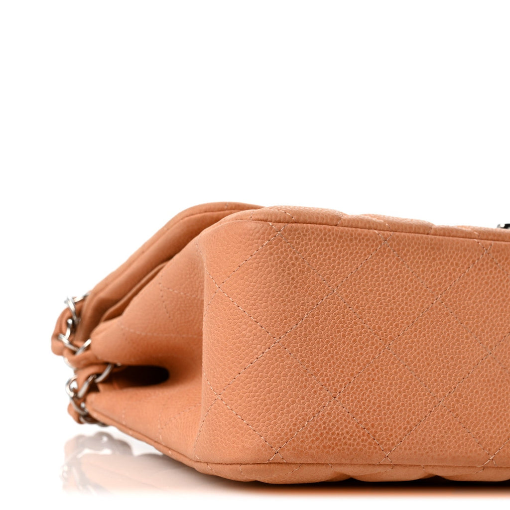 Iridescent Caviar Quilted Jumbo Double Flap Dark Beige At My store