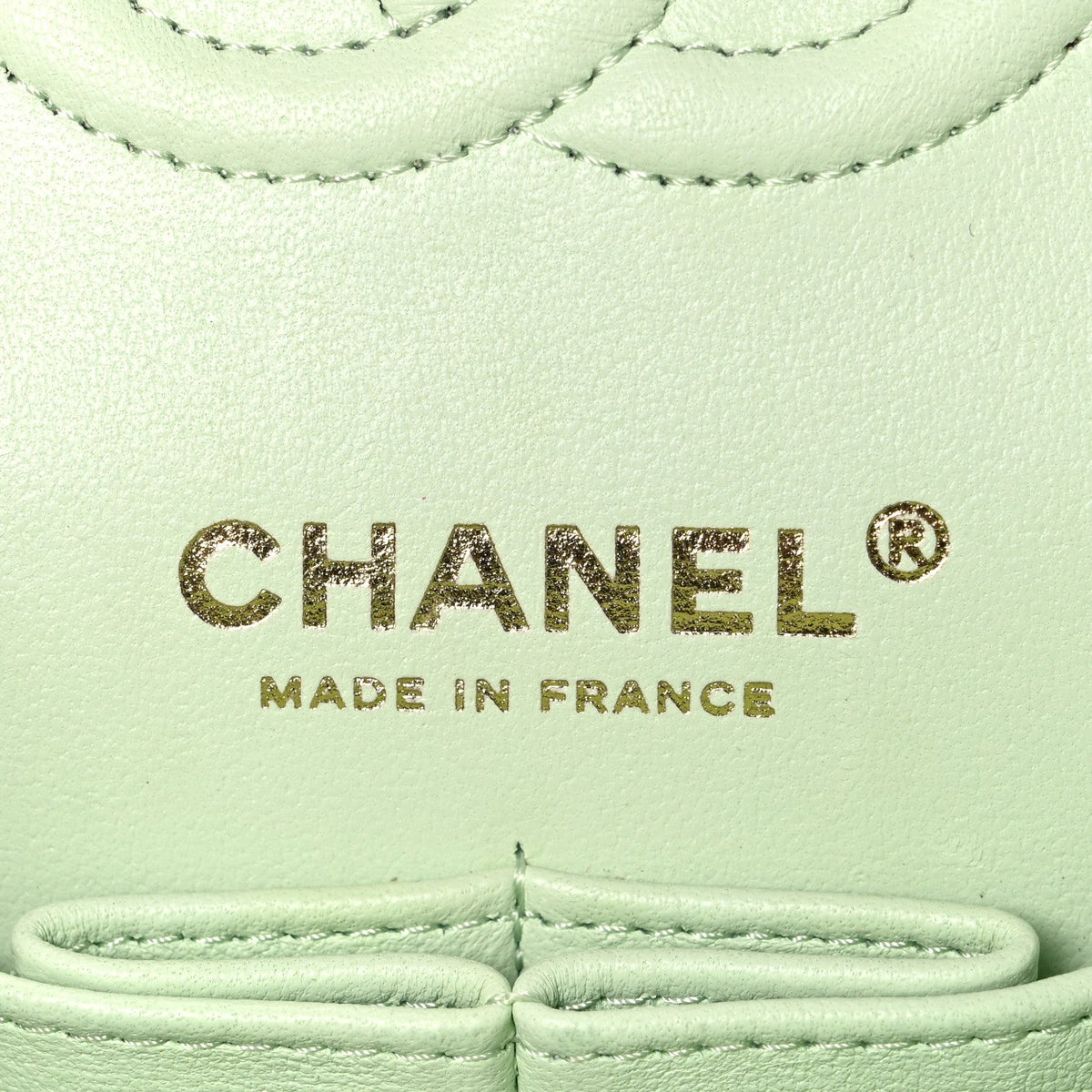 Caviar Quilted Small Double Flap Light Green At My store