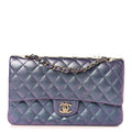 Iridescent Caviar Quilted Medium Double Flap Purple At My store