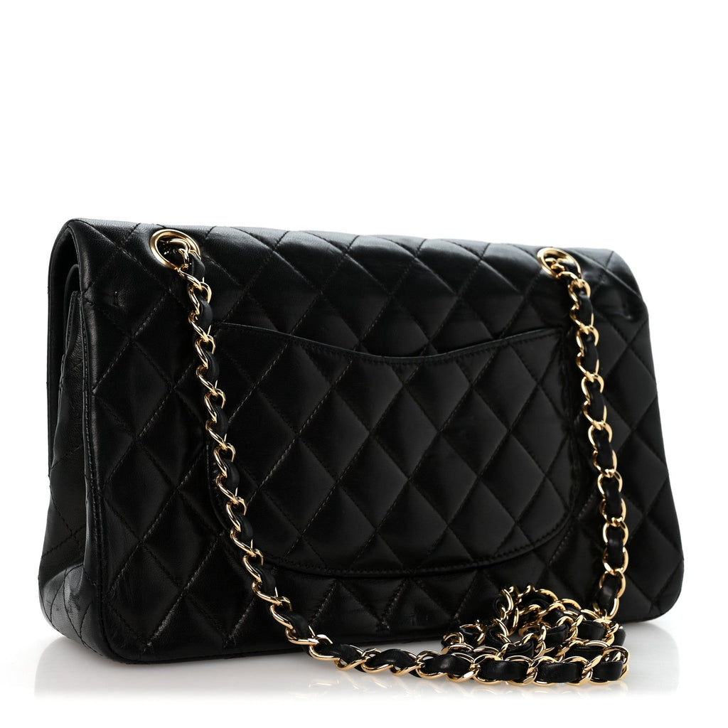 Lambskin Quilted Medium Double Flap Black At My store