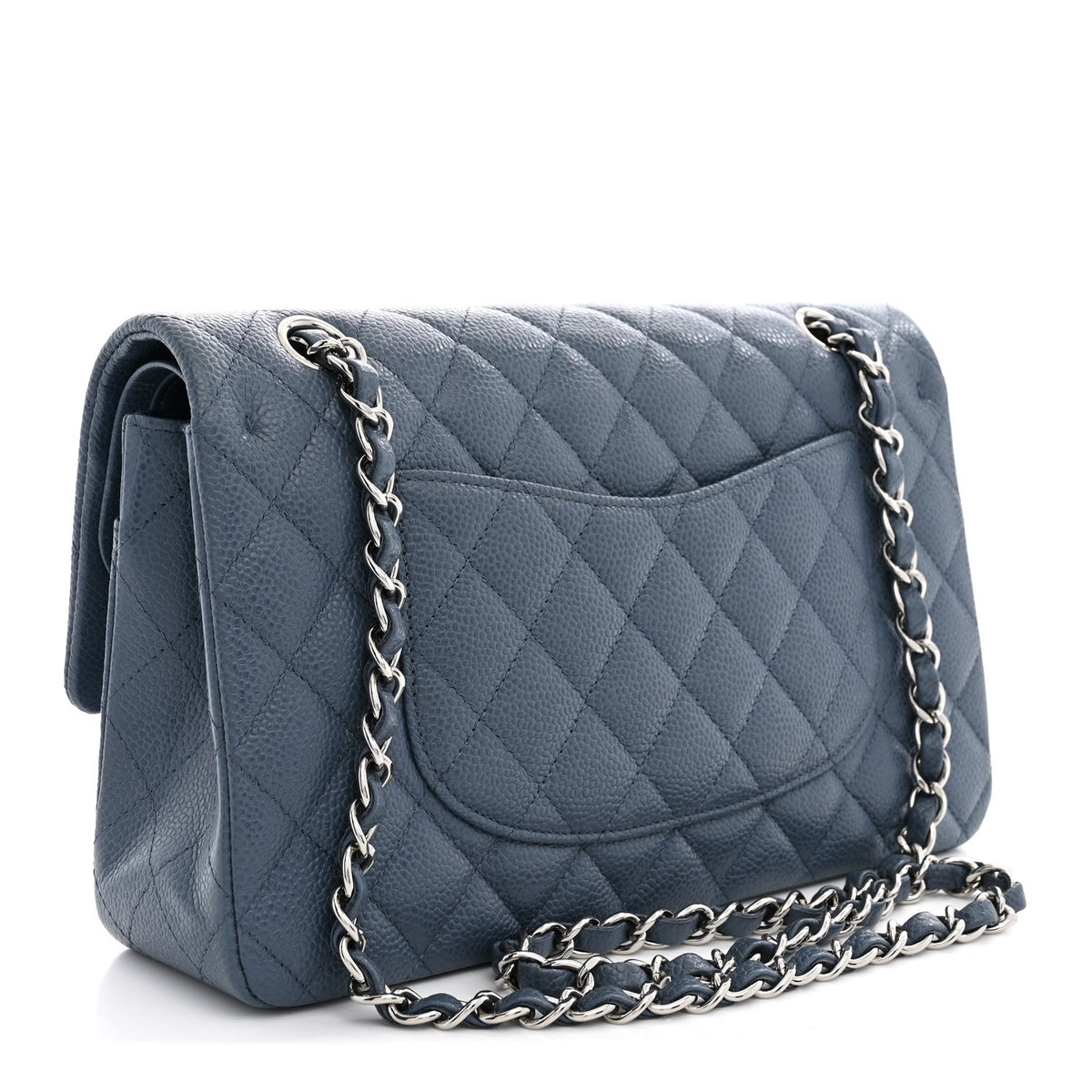 Caviar Quilted Medium Double Flap Blue At My store