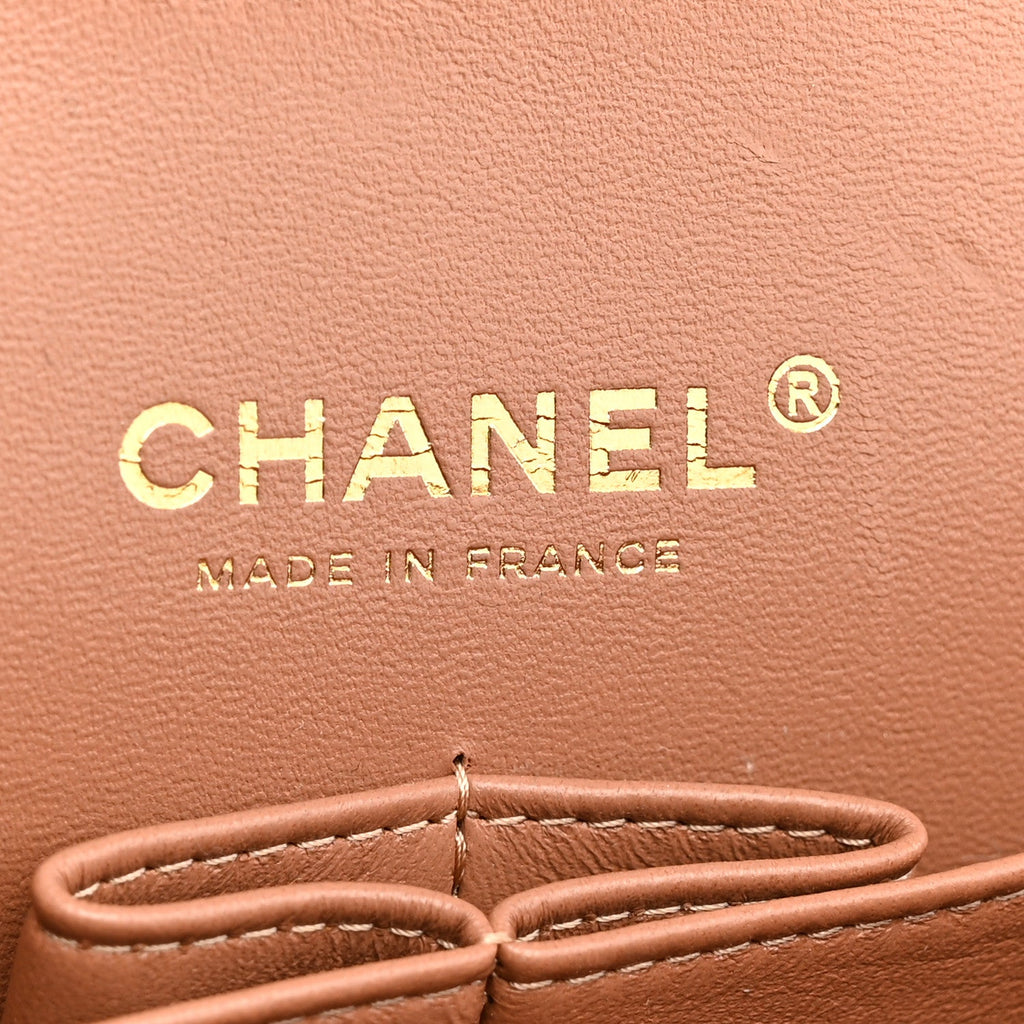 Lambskin Quilted Medium Double Flap Brown At My store