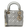 Metallic Lambskin Cannage Mini Lady Dior Grey AT My store