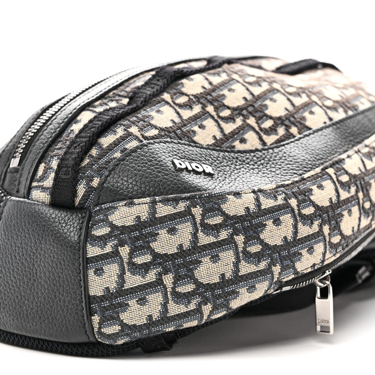 Grained Calfskin Oblique Scarab Sling Bag Blue Black AT My store