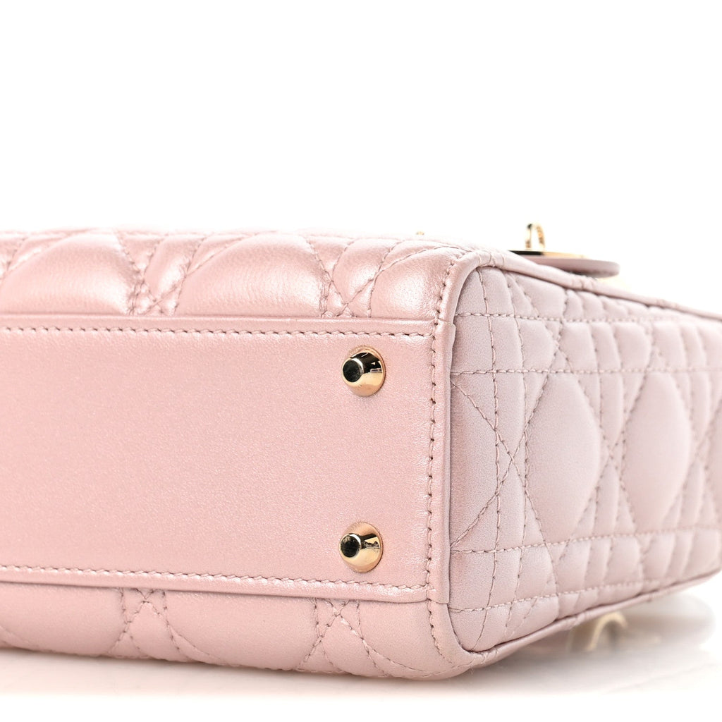 Metallic Lambskin Cannage Mini Lady Dior Lotus AT My store