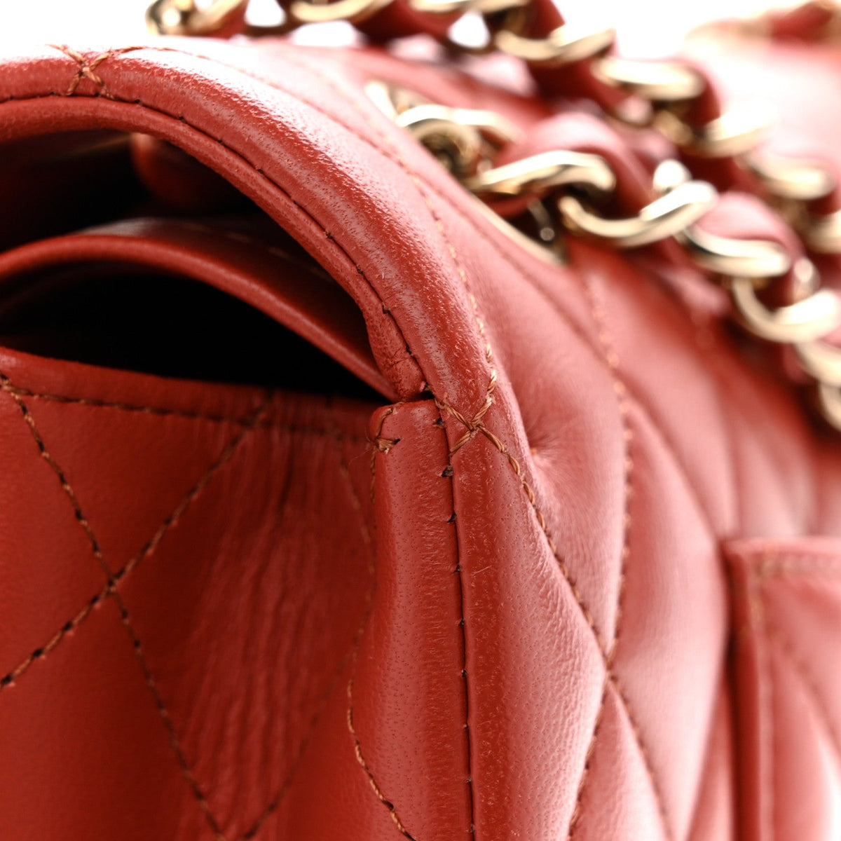 Lambskin Quilted Medium Double Flap Brown At My store