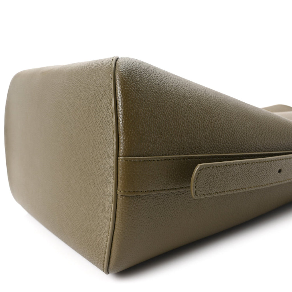 Grained Calfskin Medium Medaillon Bucket Bag Khaki AT My store
