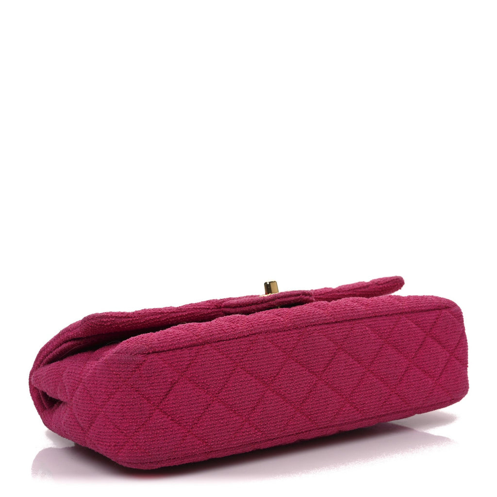 Tweed Quilted Medium Double Flap Fuchsia At My store