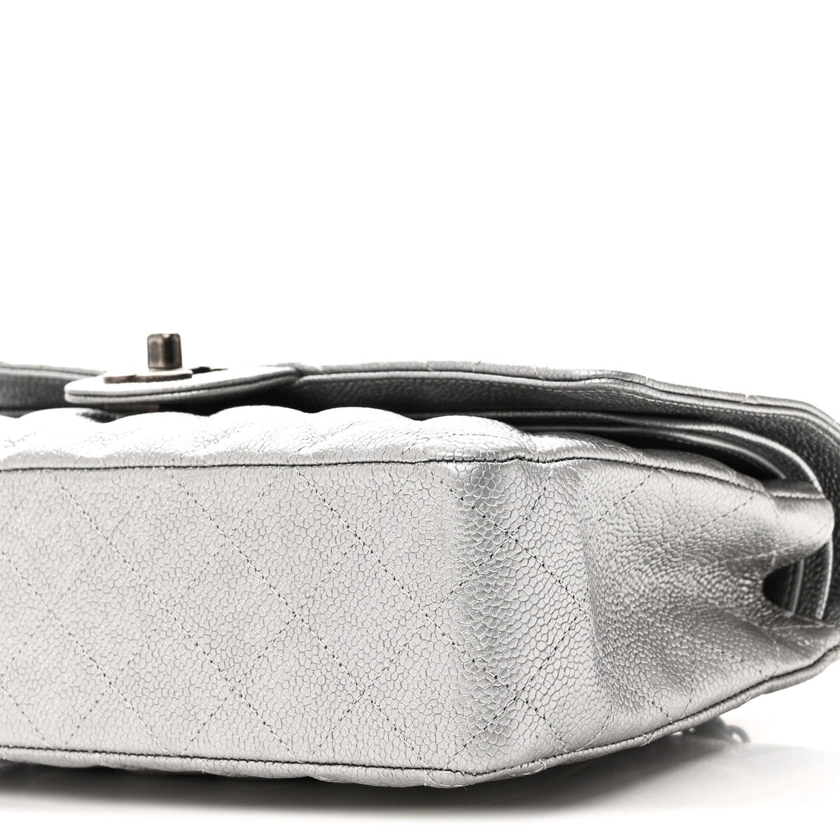 Metallic Caviar Quilted Medium Double Flap Silvery At My store