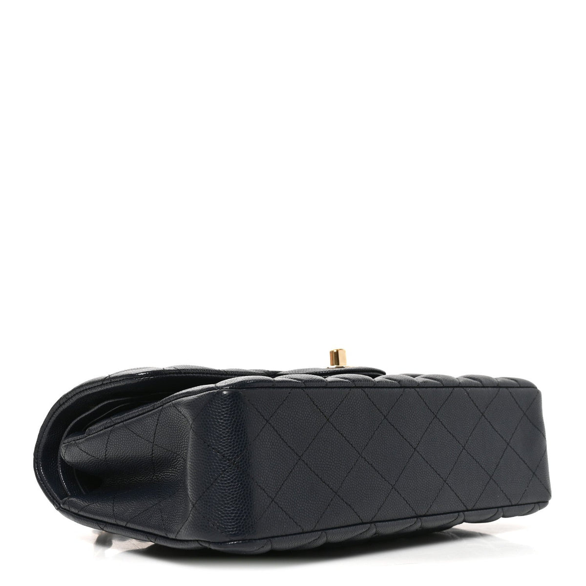 Caviar Quilted Small Double Flap Dark Navy At My store