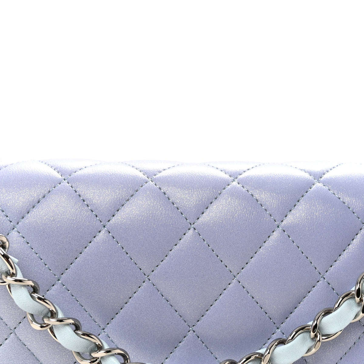 Perforated Lambskin Quilted Medium Double Flap Light Blue Light Purple White At My store