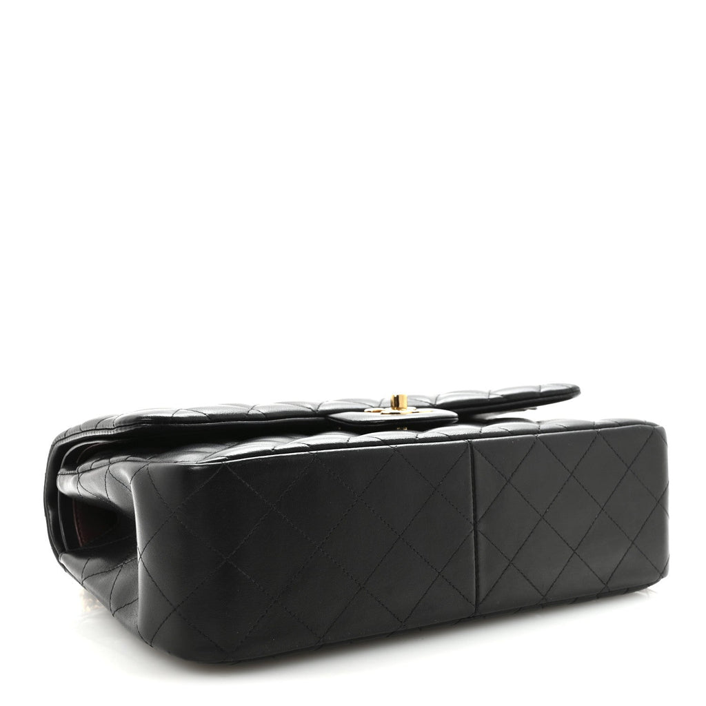 Lambskin Quilted Jumbo Double Flap  Black At My store