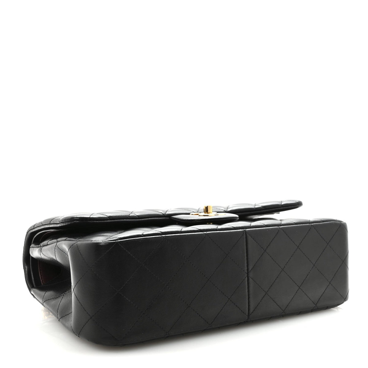 Lambskin Quilted Jumbo Double Flap  Black At My store