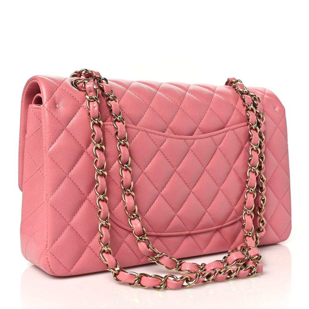 Caviar Quilted Medium Double Flap Pink At My store