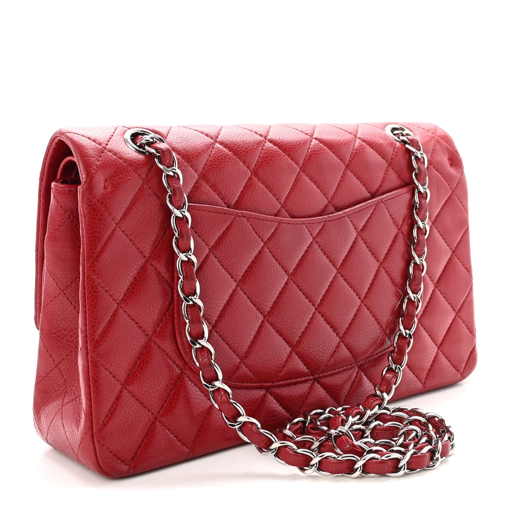Caviar Quilted Medium Double Flap Red At My store