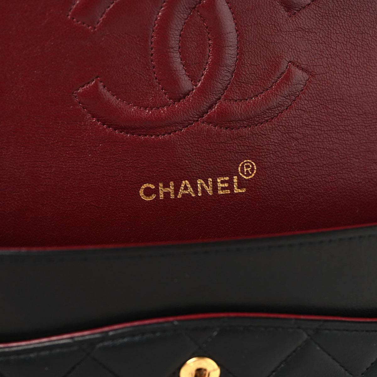 Lambskin Quilted Medium Double Flap Black At My store