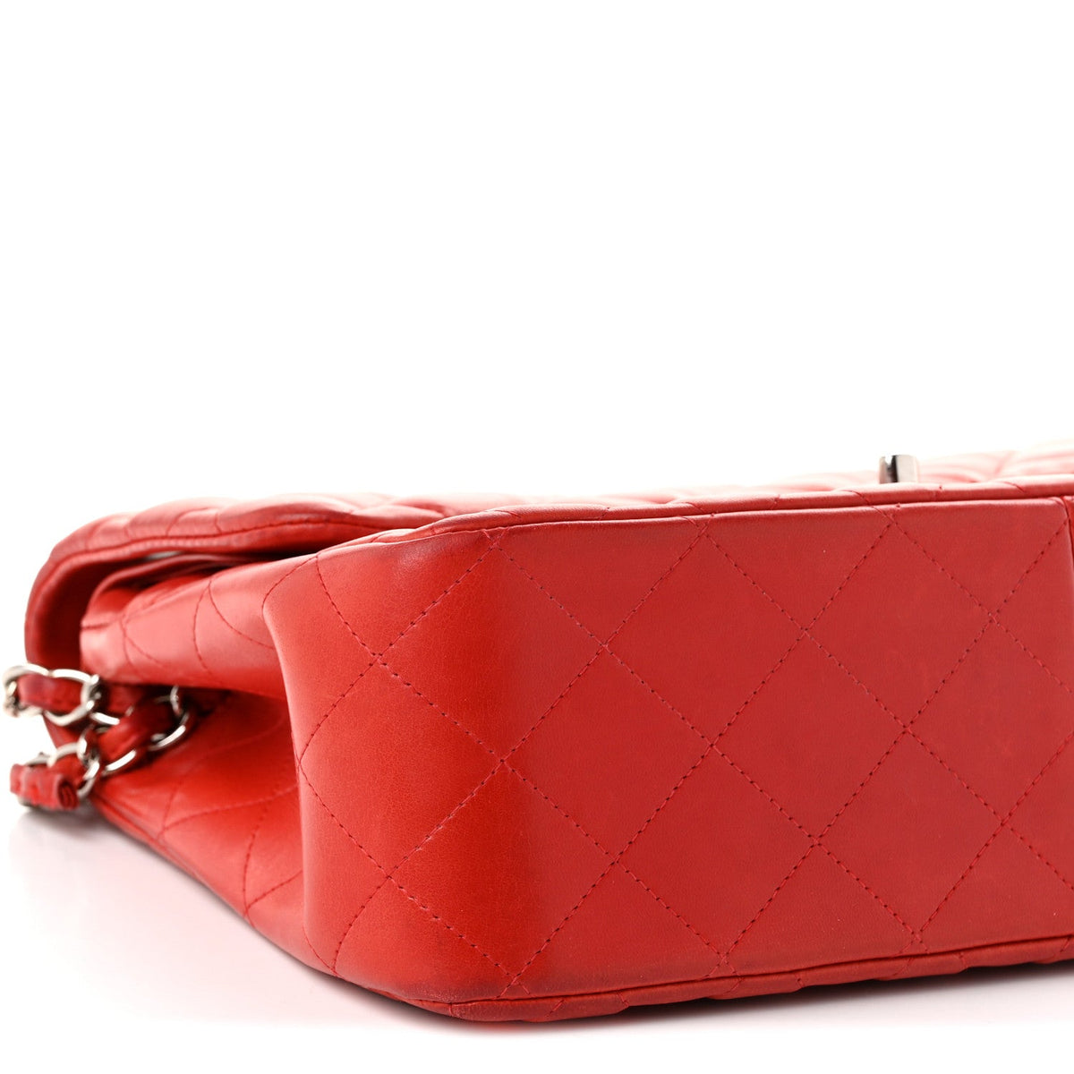 Lambskin Quilted Jumbo Double Flap Red At My store