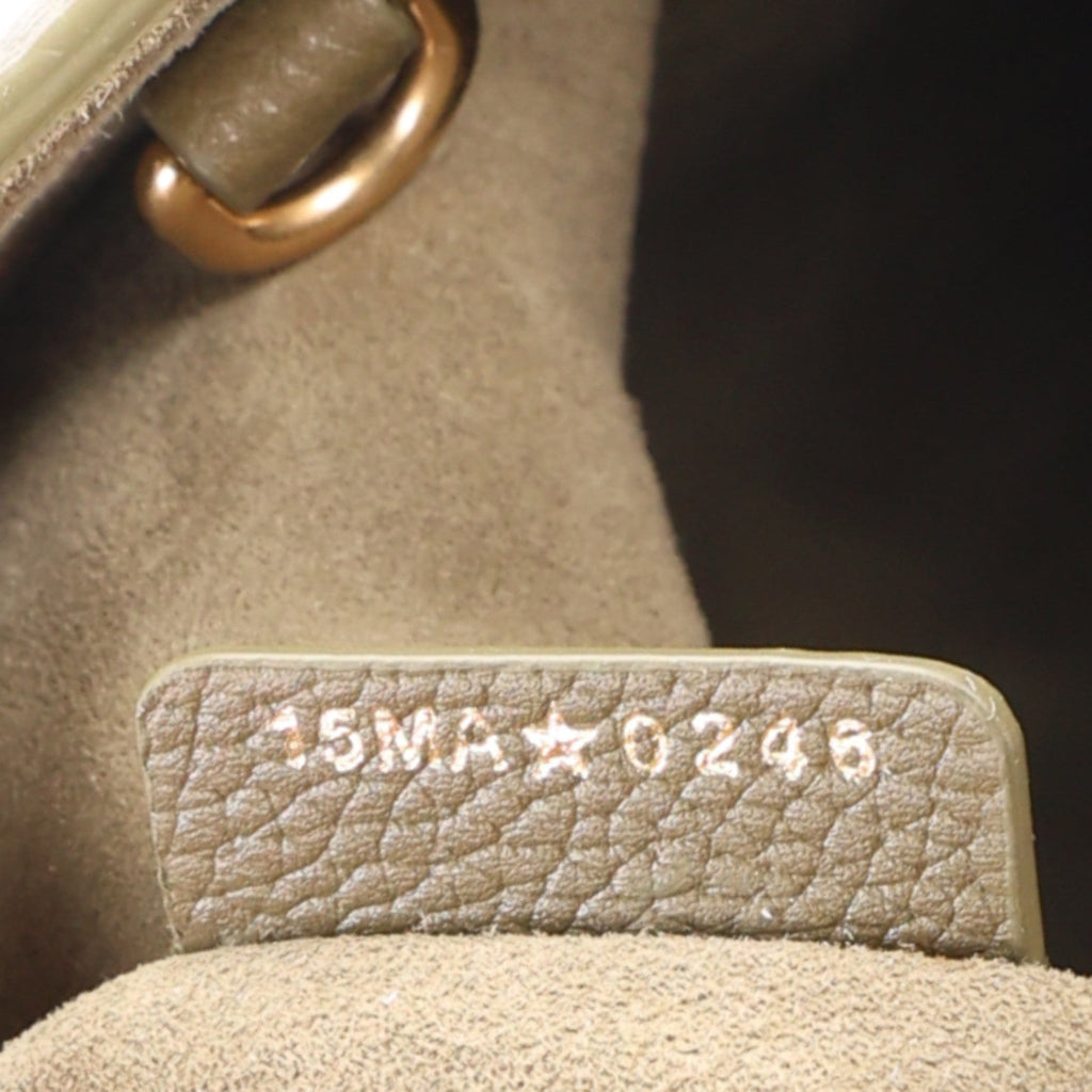 Grained Calfskin Medium Medaillon Bucket Bag Khaki AT My store