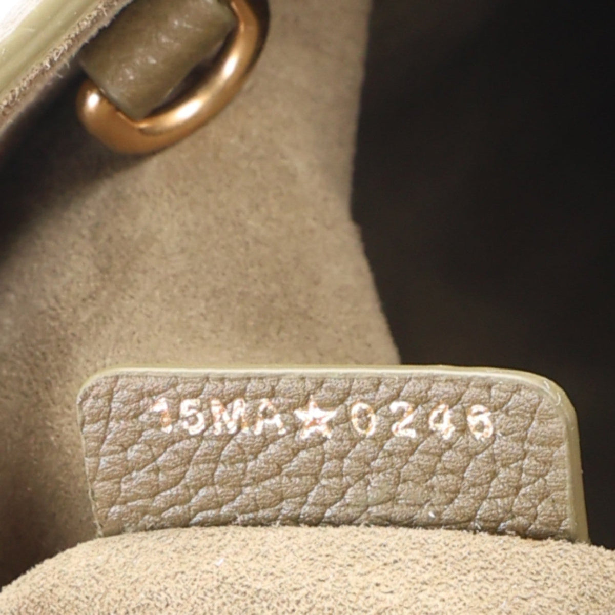 Grained Calfskin Medium Medaillon Bucket Bag Khaki AT My store