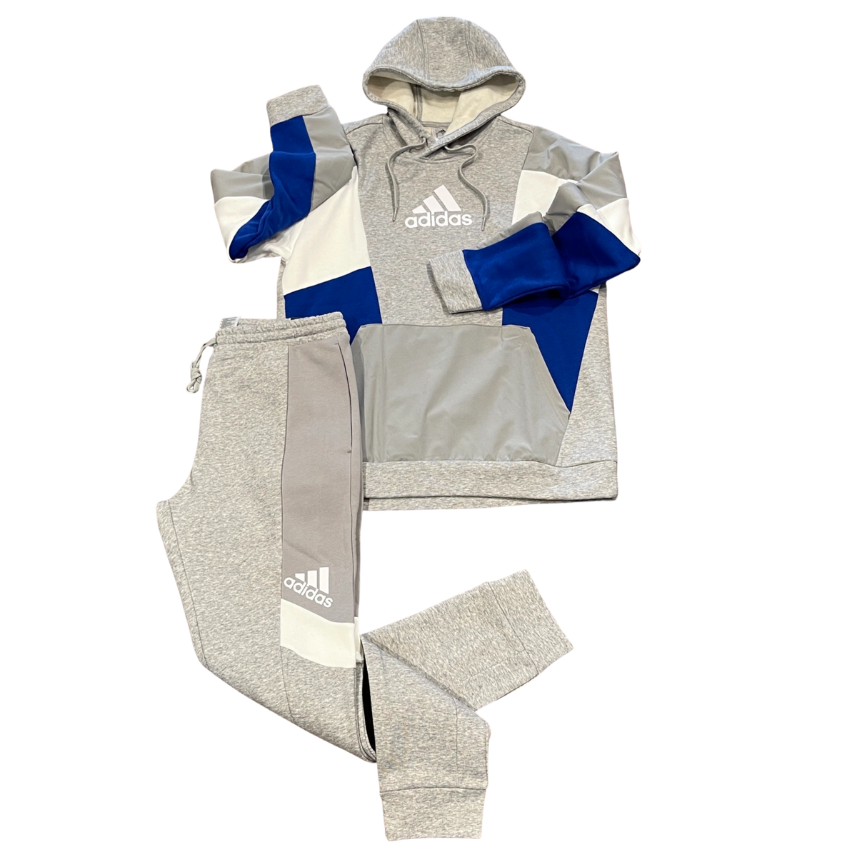 New Arrival Adidas Originals Men 3-STRIPES  ESS CB HOODY SWEATSUIT- MEDIUM GREY HEATHERS
