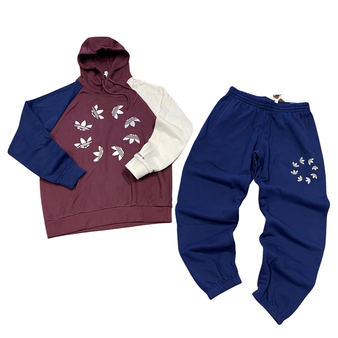 New Arrival Adidas Originals Men SHATTERED LOGO HOODY SWEATSUIT- VICTORY CRIMSON