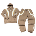 New Arrival Adidas Originals FLEECE HOODY SWEATSUIT Men - CHALKY BROWN/WHITE