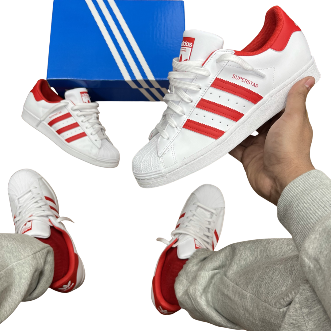 New Arrival Adidas Original SUPERSTAR FOUNDATION Men - WHITE RED